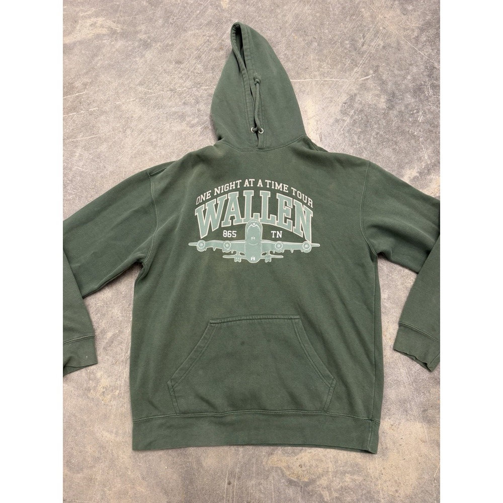 Morgan Wallen Hoodie Sz Large Green One Night At A Time 2024 Tour Concert Heavy